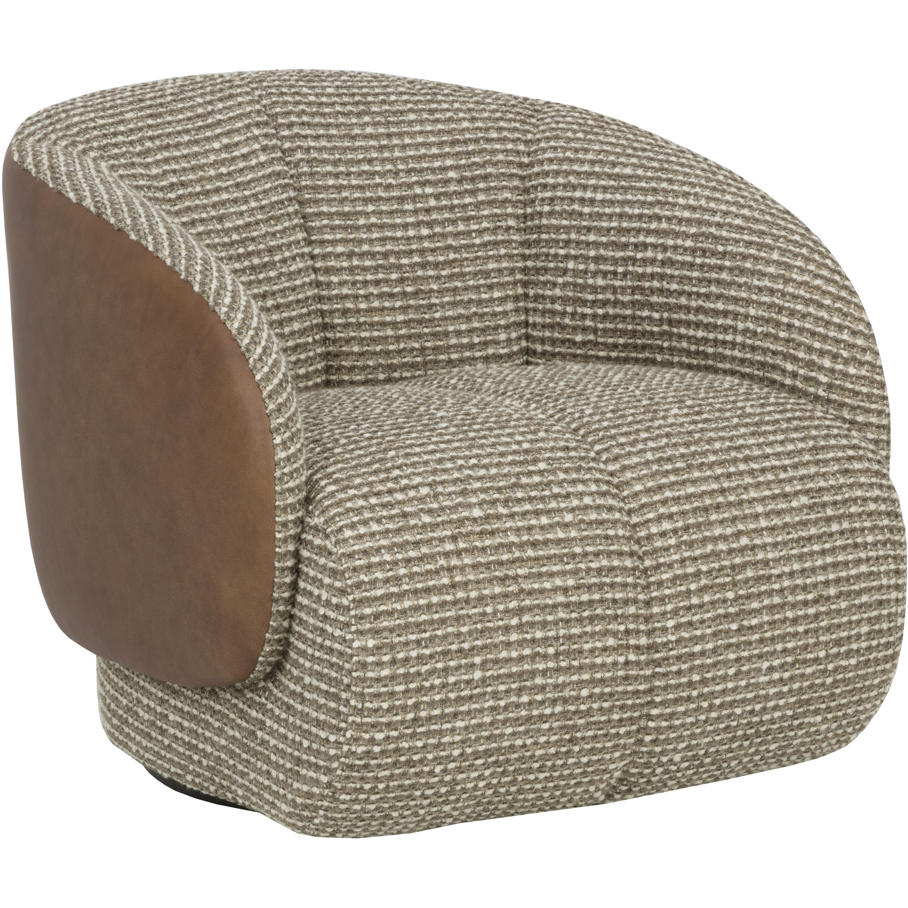 Camie Torched Meringue / Cognac Leather Swivel Lounge Chair